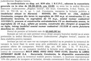 Licitatie publica organizata de B.E.J. 