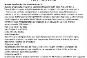 Comunicat de presă: Înfiinţarea unui studio de postproducţie a programelor de televiziune – Voice Media Center
