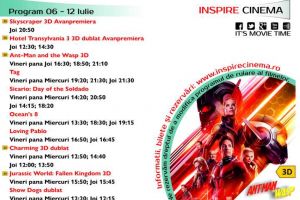 Program Inspire Cinema Alba Mall. Ce filme vor rula în perioada 6-12 iulie 2018