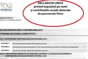 Declaraţia unică – termen limită de depunere în luna iulie 2018