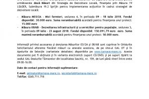 ANUNȚ LANSARE APELURI DE SELECȚIE  Măsura 03/2A şi Măsura 08/6B