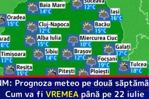ANM: Prognoza meteo pe două săptămâni. Cum va fi VREMEA până pe 22 iulie