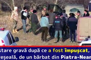 În stare gravă la spital după ce a fost împuşcat, din greşeală, de un bărbat din Piatra-Neamţ