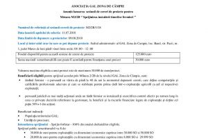 ASOCIAŢIA GAL ZONA DE CÂMPIE Anunţă lansarea  sesiunii de cereri de proiecte pentru Măsura M2/2B