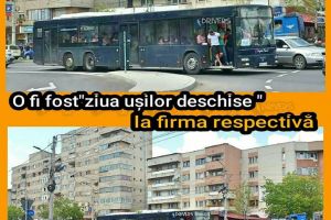 FOTO. Autobuz plin, surprins cum transporta persoane cu uşa deschisă