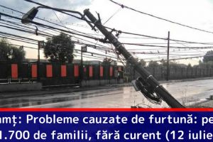 Neamţ: Probleme cauzate de furtună: peste 1.700 de familii, fără curent (12 iulie)