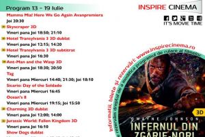 Program Inspire Cinema Alba Mall. Ce filme vor rula în perioada 13-19 iulie 2018