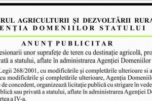 ANUNȚ AGENȚIA DOMENIILE STATULUI