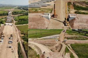 VIDEO: Autostrada Sebeş-Turda, Lotul 1, din nou la ”ora” macaralelor. La viitorul nod rutier Alba Iulia Sud, două macarale mari pregătite pentru instalarea grinzilor