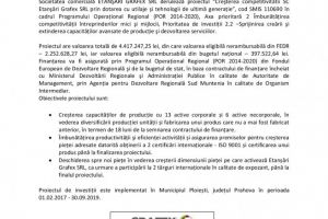 ETANŞĂRI GRAFEX SRL derulează proiectul “Creşterea competitivitătii SC Etanşări Grafex SRL prin dotarea cu utilaje şi tehnologii de ultimă generaţie”