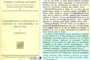 Expansiuna economica a Austriei si exploatarile ei orientale. Gheron Netta 1931