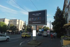 FOTO – Protest inedit la Sibiu  – Panouri stradale cu mesaje anti Dragnea