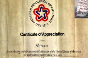 Bricul Mircea - Certificate of Appreciation