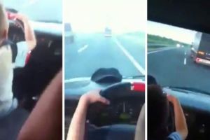Inconstienta in trafic. Un copil a fost filmat in timp ce conducea pe autostrada. Incredibil cum reactioneaza adultii din masina 