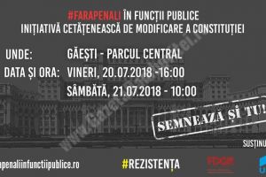 Voluntarii iniţiativei „Fără penali în funcţii publice” vin, vineri şi sâmbătă, la Găeşti