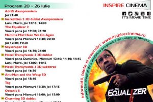 Program Inspire Cinema Alba Mall. Ce filme vor rula în perioada 20-26 iulie