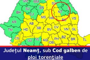 Judeţul Neamţ, sub Cod galben de ploi torenţiale