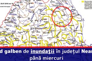 Cod galben de inundaţii în judeţul Neamţ, până miercuri