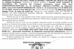 Licitatie publica organizata de B.E.J. 