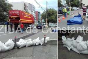 Constanta. Pompierii amplaseaza diguri in zonele cu risc de inundatii
