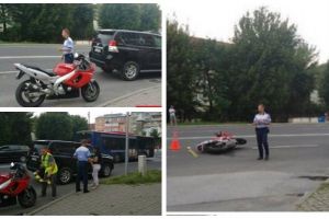 FOTO: ACCIDENT la Alba Iulia. Coliziune între o motocicletă şi un autoturism intersecţia străzii Livezii cu Tudor Vladimirescu