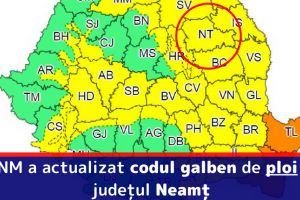 ANM a actualizat codul galben de ploi în judeţul Neamţ