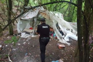 Paru persoane care locuiau în corturi amplasate în Pădurea Codrişor, amendate de Poliţia Locală