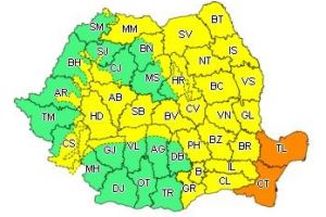 Cod galben de ploi, până la ora 21