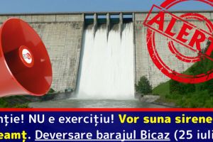 Atenţie! NU e exerciţiu! Vor suna sirenele în Neamţ. Deversare barajul Izvorul Muntelui (25 iulie)