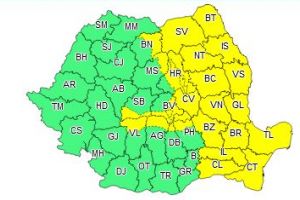 Cod galben de ploi torentiale, vijelii si descarcari electrice in Dobrogea!