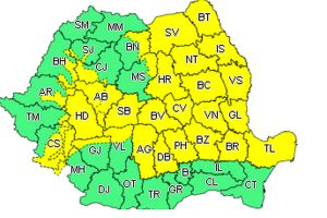 Cod Galben de ploi până sâmbătă, 28 iulie, la ora 21