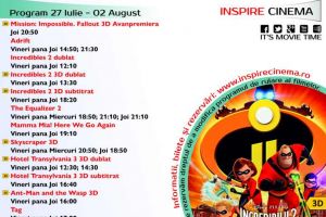 Program Inspire Cinema Alba Mall. Ce filme vor rula în perioada 27 iulie – 2 august