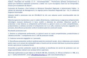 Comunicat de presa : Finalizarea proiectului Dezvoltarea societatii BLUE LINE S.R.L. prin achizitionare de echipamente performante“ 