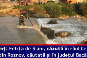 Neamţ: Fetiţa de 3 ani, căzută în râul Cracău, din Roznov, căutată şi în judeţul Bacău