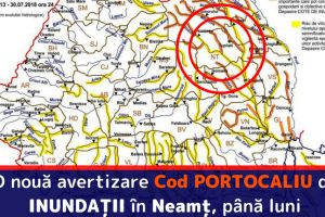 O nouă avertizare Cod PORTOCALIU de INUNDAȚII în Neamţ, până luni