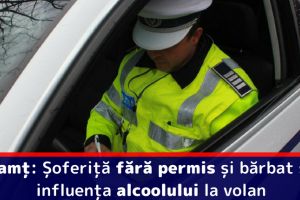 Neamţ: Șoferiţă fără permis şi bărbat sub influenţa alcoolului la volan