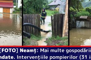 [FOTO] Neamţ: Mai multe gospodării, inundate. Intervenţiile pompierilor (31 iulie)