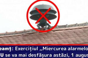 Neamţ: Exerciţiul ,,Miercurea alarmelor” NU se va mai desfăşura astăzi, 1 august