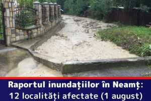 Raportul inundaţiilor în Neamţ: 12 localităţi afectate (1 august)