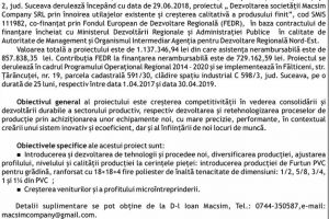 LA LANSAREA PROIECTULUI  „Dezvoltarea societăţii Macsim Company SRL  prin înnoirea ...
