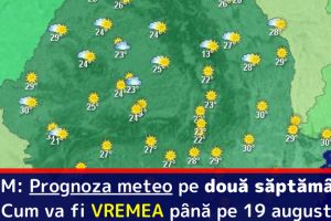 ANM: Prognoza meteo pe două săptămâni. Cum va fi VREMEA până pe 19 august