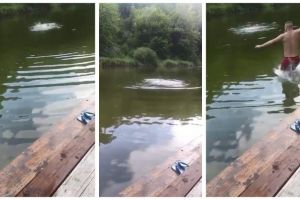 Momentul în care tânărul sătmărean se îneacă în lac, filmat de prieteni!