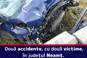 Două accidente în Neamţ. Un şofer a intrat într-un cap de pod, celălalt într-un mal de pământ