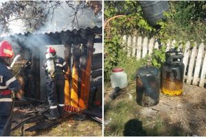Pericol de explozie! Pompierii au intervenit la un incendiu in localitatea Baia! (galerie foto)  