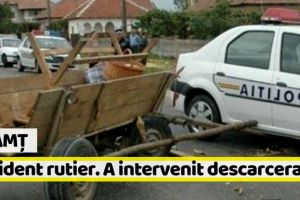Neamţ: Accident între un autoturism şi o căruţă. O persoană, în stop cardio-respirator