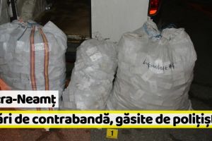 Piatra-Neamţ: Trei saci cu ţigări de contrabandă, găsiţi de poliţişti