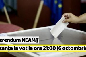Referendum NEAMȚ: Prezenţa la vot la închiderea urnelor (6 octombrie) – 5,90 %