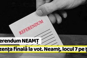 Referendum NEAMȚ: Prezenţa finală la vot. Neamţ, locul 7 pe ţară