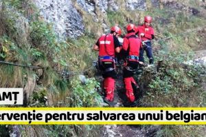 [FOTO-VIDEO] Neamţ: Intervenţie dificilă, de peste 6 ore, pentru salvarea unui belgian