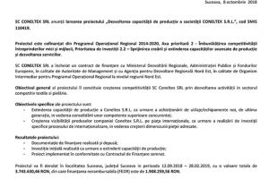 „Dezvoltarea capacităţii de producţie a societăţii CONELTEX S.R.L.” Cod SMIS 110419